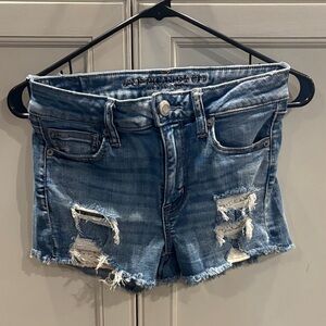 American Eagle Outfitters Women's Ripped Blue Jean Shorts